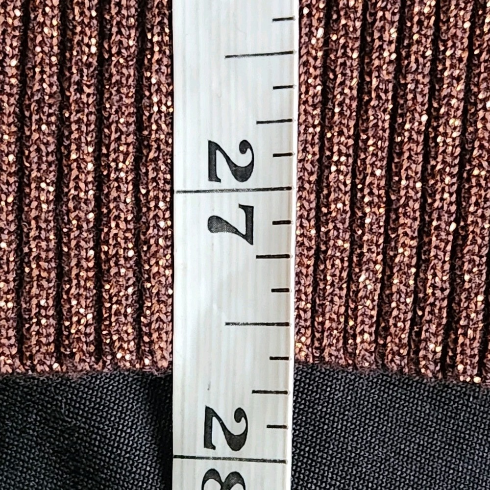 Joseph A. Sweater Brown Gold Metallic Size XL Ribbed Stretch Cowl Neck Women's - Picture 8 of 8